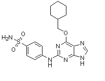 structure of CAS# 444722-95-6, 4-[[6-(Cyclohexylmethoxy)-1H-purin-2-yl]amino]benzenesulfonamide