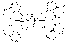 structure of CAS# 444910-17-2, Dichloro[1,3-bis(2,6-diisopropylphenyl)-1,3-dihydro-2H-imidazol-2-ylidene]p alladium(II) dimer, mixture of isomers