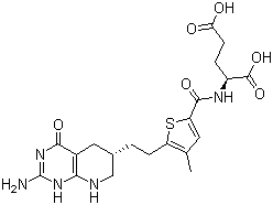 CAS # 446022-33-9, Pelitrexol, N-((5-(2-((6S)-2-Amino-1,4,5,6,7,8-hexahydro-4-oxopyrido[2,3-d]pyrimidin-6-yl)ethyl)-4-methyl-2-thienyl)carbonyl)-L-glutamic acid