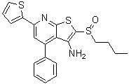 structure of CAS# 459147-39-8, 2-(丁基亚磺酰基)-4-苯基-6-(2-噻吩基)噻吩并[2,3-b]吡啶-3-胺