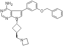 CAS # 475488-34-7, NVP-AEW 541, 7-[trans-3-[(Azetidin-1-yl)methyl]cyclobutyl]-5-(3-benzyloxyphenyl)-7H-pyrrolo[2,3-d]pyrimidin-4-amine