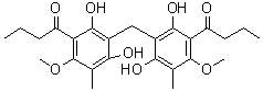 CAS # 478-28-4, Pseudoaspidin, 1,1'-[Methylenebis(2,4-dihydroxy-6-methoxy-5-methyl-3,1-phenylene)]bis[1-butanone]
