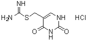 CAS # 4905-70-8, 2-[(1,2,3,4-Tetrahydro-2,4-dioxo-5-pyrimidinyl)methyl]-2-thio-pseudourea monohydrochloride, Carbamimidothioic acid (1,2,3,4-tetrahydro-2,4-dioxo-5-pyrimidinyl)methyl ester monohydrochloride, NSC 529424