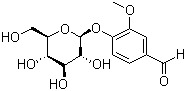 structure of CAS# 494-08-6, 4-(beta-D-葡萄糖基)-3-甲氧基苯甲醛