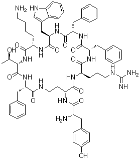 CAS # 496849-46-8, L-Tyrosyl-(2R)-2,4-diaminobutanoyl-L-arginyl-L-phenylalanyl-L-phenylalanyl-D-tryptophyl-L-lysyl-L-threonyl-L-phenylalanine (9→2)-lactam