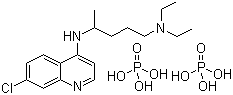 CAS # 50-63-5, Chloroquine diphosphate, N-(7-Chloro-4-quinolinyl)-N,N-dimethyl-1,4-pentanediamine diphosphate salt