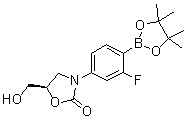structure of CAS# 504438-22-6, (5R)-3-[3-Fluoro-4-(4,4,5,5-tetramethyl-1,3,2-dioxaborolan-2-yl)phenyl]-5-(hydroxymethyl)-2-oxazolidinone
