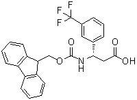 structure of CAS# 507472-20-0, (betaS)-beta-[[(9H-Fluoren-9-ylmethoxy)carbonyl]amino]-3-(trifluoromethyl)benzenepropanoic acid