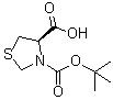 structure of CAS# 51077-16-8, (4R)-3-(tert-Butoxycarbonyl)-1,3-thiazolidine-4-carboxylic acid