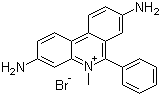 CAS # 518-67-2, Dimidium bromide, 3,8-Diamino-5-methyl-6-phenylphenanthridinium bromide, Trypadine