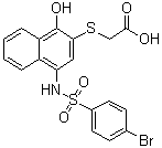 structure of CAS# 518303-20-3, 2-((4-(4-溴苯基磺酰氨基)-1-羟基萘-2-基)硫基)乙酸