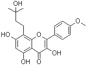 CAS # 521-45-9, Wushanicaritin, 3,5,7-Trihydroxy-8-(3-hydroxy-3-methylbutyl)-2-(4-methoxyphenyl)-4H-1-benzopyran-4-one