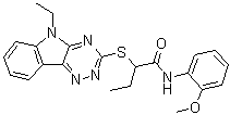 structure of CAS# 522650-83-5, 2-[(5-乙基-5H-1,2,4-三嗪并[5,6-b]吲哚-3-基)硫基]-N-(2-甲氧基苯基)丁酰胺