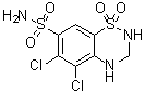 structure of CAS# 5233-42-1, 5,6-二氯-3,4-二氢-2H-1,2,4-苯并噻二嗪-7-磺酰胺 1,1-二氧化物