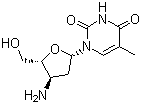 structure of CAS# 52450-18-7, 3'-氨基-2',3'-双脱氧胸苷