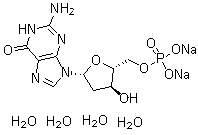 structure of CAS# 52558-16-4, 脱氧鸟苷单磷酸四水合钠盐
