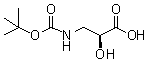 structure of CAS# 52558-24-4, (S)-3-[(tert-Butoxycarbonyl)amino]-2-hydroxypropanoic acid
