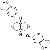 structure of CAS# 526-07-8, 5-[(1S,3aR,4R,6aR)-4-(1,3-苯并二恶茂-5-氧基)四氢-1H,3H-呋喃并[3,4-c]呋喃-1-基]-1,3-苯并二恶茂