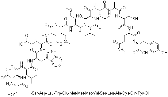 CAS # 526203-81-6, L-Seryl-L-alpha-aspartyl-L-leucyl-L-tryptophyl-L-alpha-glutamyl-L-methionyl-L-methionyl-L-methionyl-L-valyl-L-seryl-L-leucyl-L-alanyl-L-cysteinyl-L-glutaminyl-L-tyrosine