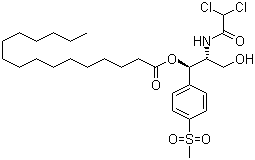CAS 登录号：52628-58-7, 甲砜霉素棕榈酸酯, [R-(R*,R*)]-2-[(二氯乙酰)氨基]-3-羟基-1-(4-甲基磺酰基苯基)丙基棕榈酸酯