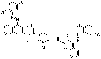 CAS # 5280-78-4, Pigment Red 144, C.I. 20735, N,N'-(2-Chloro-1,4-phenylene)bis[4-[(2,5-dichlorophenyl)azo]-3-hydroxynaphthalene-2-carboxamide]