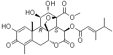 CAS # 53662-98-9, Dehydrobruceantin, [11beta,12alpha,15beta(E)]-15-[(3,4-Dimethyl-1-oxo-2-pentenyl)oxy]-13,20-epoxy-2,11,12-trihydroxy-3,16-dioxo-picrasa-1,4-dien-21-oic acid methyl ester