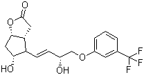 structure of CAS# 53872-60-9, (+)-(3aR,4R,5r,6aS)-Hexahydro-5-hydroxy-4-[(1E,3R)-3-hydroxy-4-(3-trifluoromethyl)phenoxy-1-butenyl]-2H-cyclopenta[b]furan-2-one