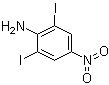CAS # 5398-27-6, 2,6-Diiodo-4-nitroaniline, 2,6-Diiodo-4-nitrobenzenamine, 2,6-Diiodo-p-nitroaniline, 4-Nitro-2,6-diiodoaniline, NSC 4606