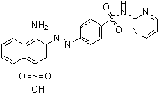 CAS # 5433-79-4, 4-Amino-3-[2-[4-[(2-pyrimidinylamino)sulfonyl]phenyl]diazenyl]-1-naphthalenesulfonic acid, NSC 12120