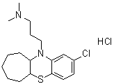 CAS # 54969-07-2, 2-Chloro-6,7,8,9,10,10a-hexahydro-N,N-dimethylbenzo[b]cyclohepta[e][1,4]thiazine-11(5aH)-propanamine monohydrochloride
