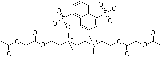 CAS 登录号：55077-30-0, 萘二磺酸乙乳胆铵, 双醋萘磺胆碱, 双(乙酰氧基-甲基醋酸三甲胺乙酯)-萘-1,5-二磺酸盐, 2-[2-(乙酰氧基)-1-氧丙氧基]-N,N,N-三甲基乙铵-1,5-萘二磺酸盐