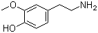 structure of CAS# 554-52-9, 4-羟基-3-甲氧基苯乙胺