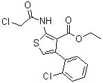 structure of CAS# 554404-40-9, 2-[(2-Chloroacetyl)amino]-4-(2-chlorophenyl)-3-thiophenecarboxylic acid ethyl ester