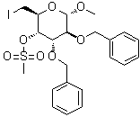 CAS # 55570-14-4, Methyl 6-deoxy-6-iodo-2,3-bis-O-(phenylmethyl)-alpha-D-altropyranoside methanesulfonate