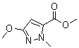 structure of CAS# 55781-86-7, 3-Methoxy-1-methyl-1H-pyrazole-5-carboxylic acid methyl ester