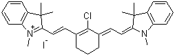 structure of CAS# 56289-67-9, 2-[2-[2-Chloro-3-[(1,3-dihydro-1,3,3-trimethyl-2H-indol-2-ylidene)ethylidene]-1-cyclopenten-1-yl]ethenyl]-1,3,3-trimethylindolium iodide