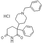 CAS # 5633-14-7, Benzetimide hydrochloride, 3-Phenyl-1'-(phenylmethyl)-[3,4'-bipiperidine]-2,6-dione monohydrochloride, R 4929, Spasmentral
