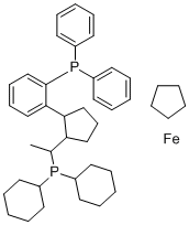 structure of CAS# 565184-29-4, (R)-(-)-1-[(R)-2-(2'-二苯基膦基苯基)二茂铁]乙基二环己基膦