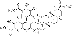 CAS # 56649-78-6, Sodium glycyrrhizinate, Trisodium glycyrrhizinate, (3beta,20beta)-20-Carboxy-11-oxo-30-norolean-12-en-3-yl 2-O-beta-D-glucopyranuronosyl-alpha-D-glucopyranosiduronic acid trisodium salt