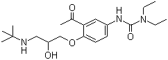 CAS 登录号：56980-93-9, 塞利洛尔, 3-[3-乙酰-4-(2-羟基-3-叔丁氨基丙氧基)苯基]-1,1-二乙基脲