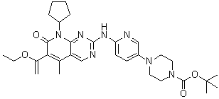 CAS # 571189-10-1, 4-[6-[[8-Cyclopentyl-6-(1-ethoxyvinyl)-5-methyl-7-oxo-7,8-dihydropyrido[2,3-d]pyrimidin-2-yl]amino]pyridin-3-yl]piperazine-1-carboxylic acid tert-butyl ester