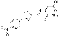 structure of CAS# 57268-33-4, [(氨基羰基)[[5-(4-硝基苯基)-2-呋喃基]亚甲基]肼基]乙酸