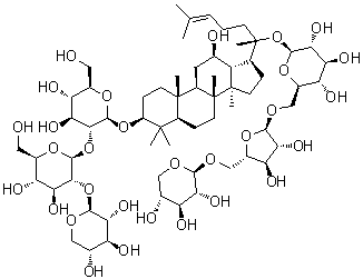 CAS # 575446-95-6, Notoginsenoside S, (3beta,12beta)-12-Hydroxy-20-[(O-beta-D-xylopyranosyl-(1→5)-O-alpha-L-arabinofuranosyl-(1→6)-beta-D-glucopyranosyl)oxy]dammar-24-en-3-yl O-beta-D-xylopyranosyl-(1→2)-O-beta-D-glucopyranosyl-(1→2)-beta-D-glucopyranoside
