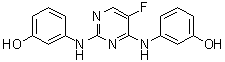 structure of CAS# 575474-82-7, 3,3'-[(5-Fluoro-2,4-pyrimidinediyl)diimino]bis[phenol]