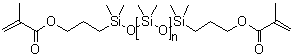 CAS # 58130-03-3, alpha,omega-Bis(3-methacryloxypropyldimethylsilyl)-terminated polydimethylsiloxane, Methacryloxypropyl-terminated polydimethylsiloxane, PS 583, SP 1, SP 1 (silicone), Silaplane FM 7711, Silaplane FM 7721, Silaplane FM 7725, Silaplane FM 7726, X 22-164A, X 22-164B, X 22-164C, X 22-164E