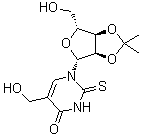 structure of CAS# 58479-71-3, 5-(羟基甲基)-2',3'-O-(异丙亚基)-2-硫代尿苷