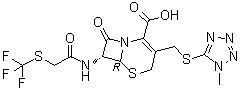 CAS # 58665-96-6, Cefazaflur, (6R,7R)-3-[[(1-Methyl-1H-tetrazol-5-yl)thio]methyl]-8-oxo-7-[[2-[(trifluoromethyl)thio]acetyl]amino]-5-thia-1-azabicyclo[4.2.0]oct-2-ene-2-carboxylic acid