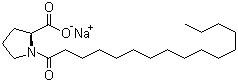 Sodium 1-palmitoyl-L-prolinate molecular structure (CAS 58725-33-0)