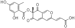 CAS # 58958-07-9, Mitorubrinic acid, [S-(E)]-2,4-Dihydroxy-6-methylbenzoic acid 3-(2-carboxyethenyl)-7,8-dihydro-7-methyl-6,8-dioxo-6H-2-benzopyran-7-yl ester