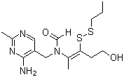 CAS # 59-58-5, Prosultiamine, Vitamin B1 propyl disulfide, N-(4-Amino-2-methylpyrimidin-5-ylmethyl)-N-(4-hydroxy-1-methyl-2-propyldithiobut-1-enyl)formamide